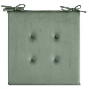 Poduszka na krzesło 40 x 40 x 3 cm  welwetowa jasnomiętowa z ozdobnym pikowaniem i praktycznymi troczkami GAJA