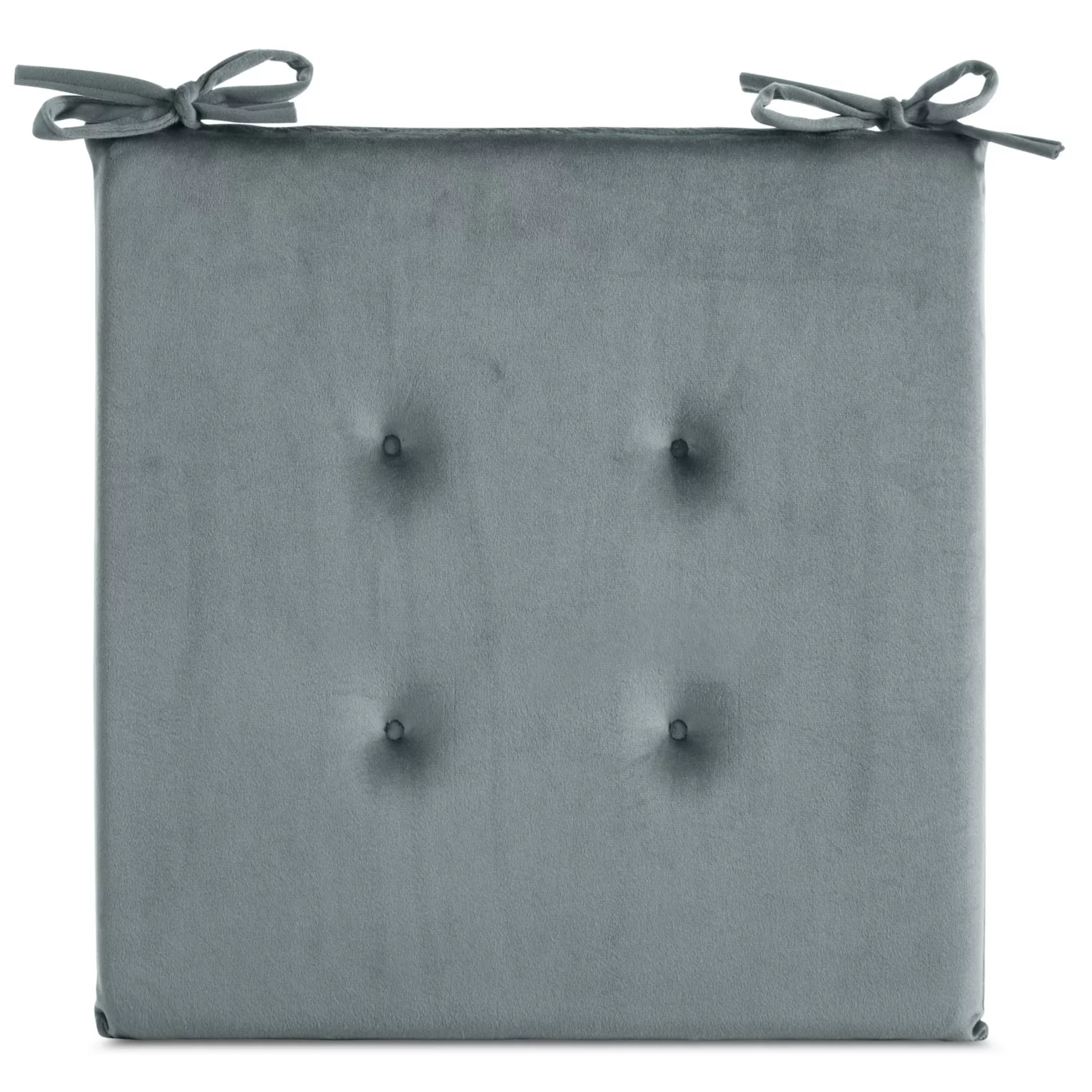 Poduszka na krzesło 40 x 40 x 3 cm  welwetowa morska z ozdobnym pikowaniem i praktycznymi troczkami GAJA