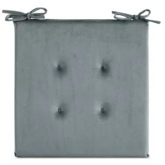 Poduszka na krzesło 40 x 40 x 3 cm  welwetowa morska z ozdobnym pikowaniem i praktycznymi troczkami GAJA