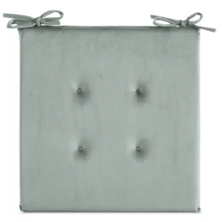 Poduszka na krzesło 40 x 40 x 3 cm  welwetowa szałwiowa z ozdobnym pikowaniem i praktycznymi troczkami GAJA