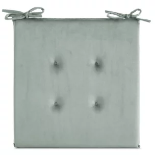 Poduszka na krzesło 40 x 40 x 3 cm welwetowa szałwiowa z ozdobnym pikowaniem i praktycznymi troczkami GAJA
