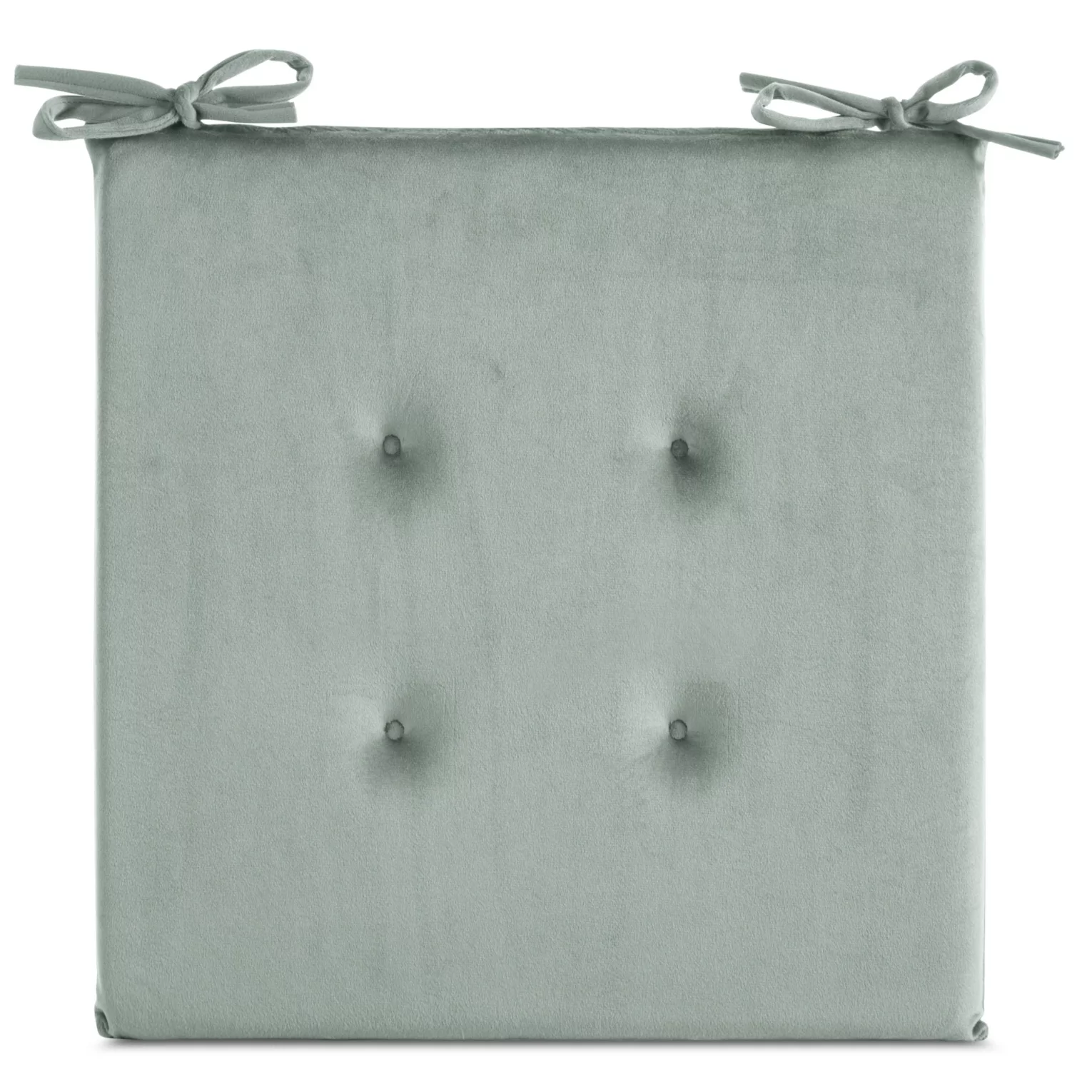 Poduszka na krzesło 40 x 40 x 3 cm  welwetowa szałwiowa z ozdobnym pikowaniem i praktycznymi troczkami GAJA