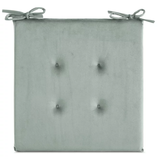 Poduszka na krzesło 40 x 40 x 3 cm welwetowa szałwiowa z ozdobnym pikowaniem i praktycznymi troczkami GAJA