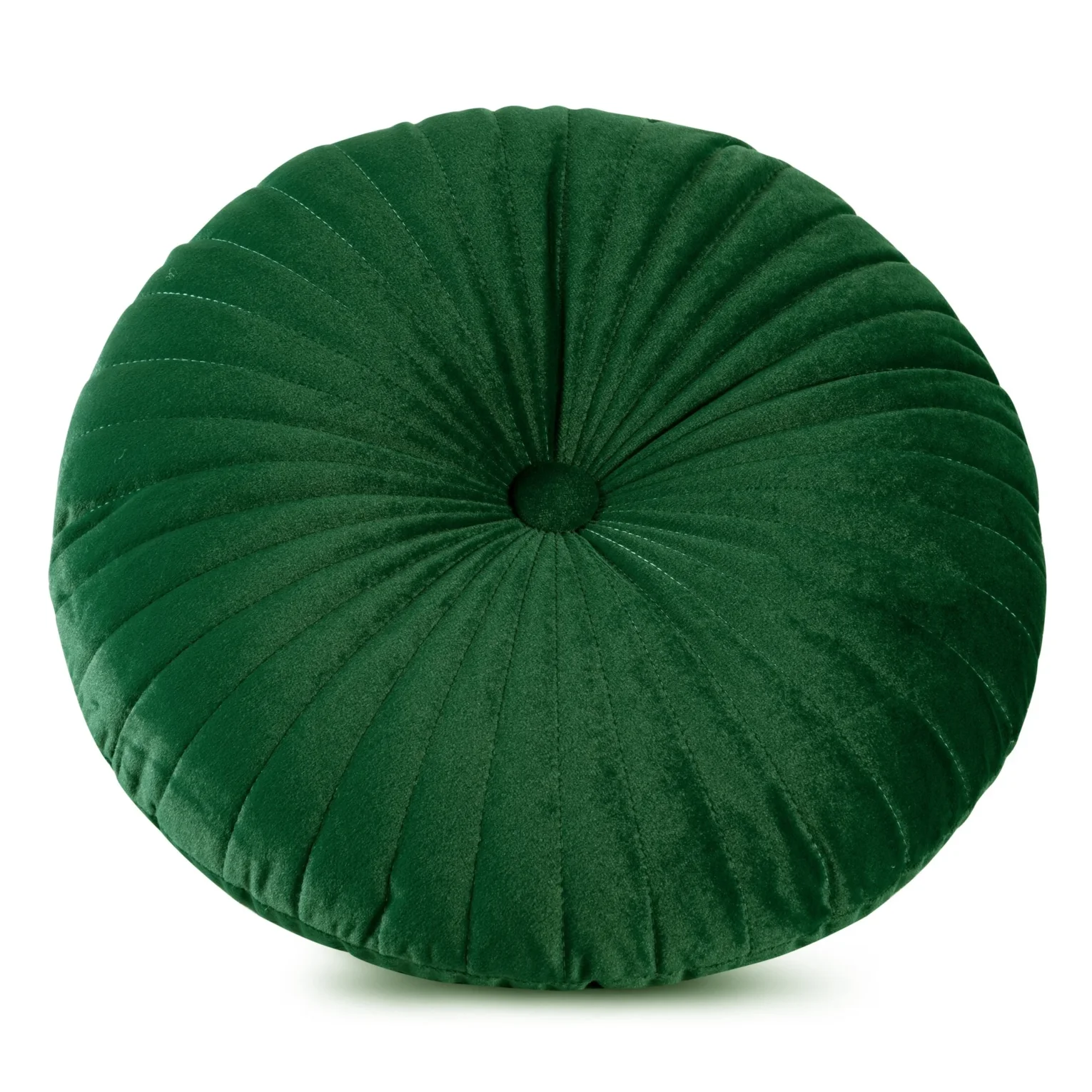 Poduszka okrągła średnica 40 cm ciemnozielona welwetowa pikowana VELVET 68