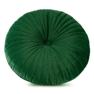 Poduszka okrągła średnica 40 cm ciemnozielona welwetowa pikowana VELVET 68