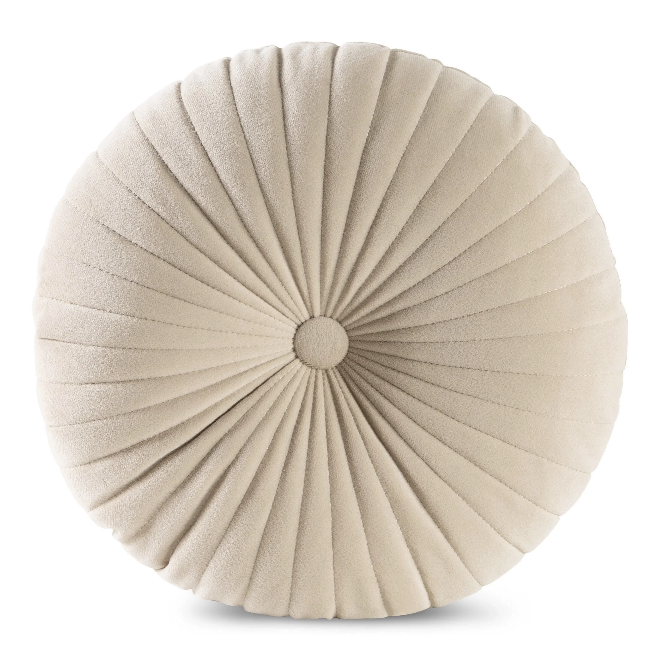 Poduszka okrągła średnica 40 cm welwetowa beżowa pikowana VELVET 68