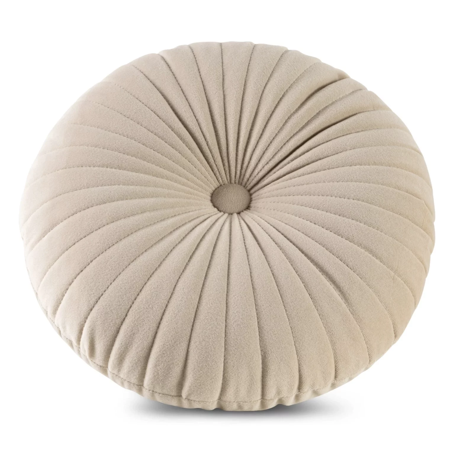Poduszka okrągła średnica 40 cm welwetowa beżowa pikowana VELVET 68