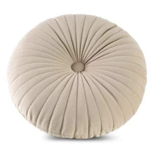 Poduszka okrągła średnica 40 cm welwetowa beżowa pikowana VELVET 68