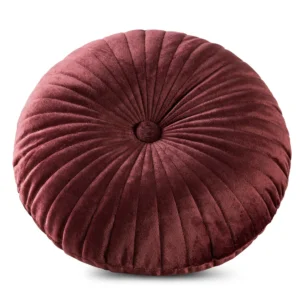 Poduszka okrągła średnica 40 cm welwetowa bordowa pikowana VELVET 68