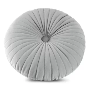 Poduszka okragła średnica 40 cm welwetowa srebrna pikowana VELVET 68