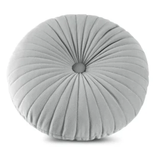 Poduszka okragła średnica 40 cm welwetowa srebrna pikowana VELVET 68