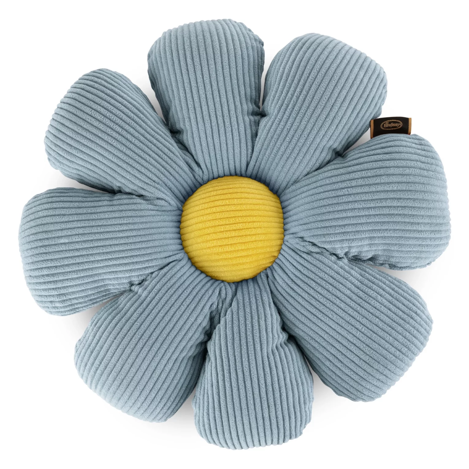 Poduszka w formie kwiatka średnica 37 cm z sztruksu niebiesko, żółta FLOWER