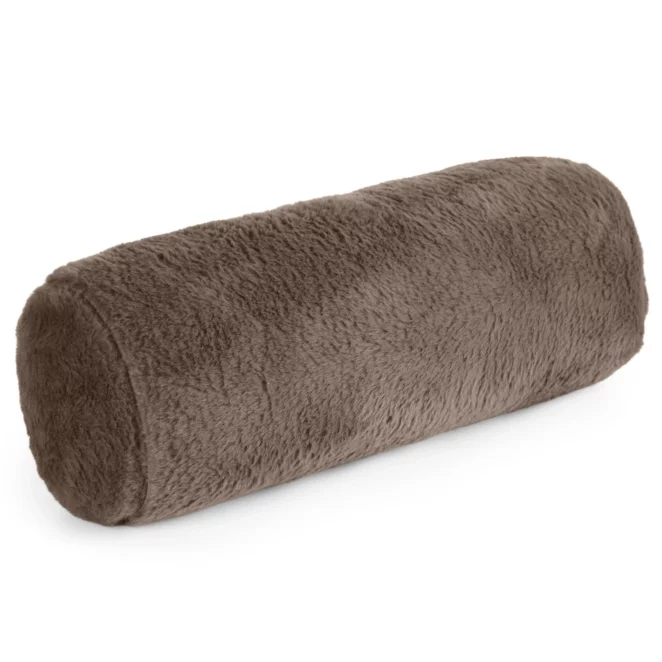 Poduszka wałek 15x45 cm beżowy z miękkiej futrzanej tkaniny NINA