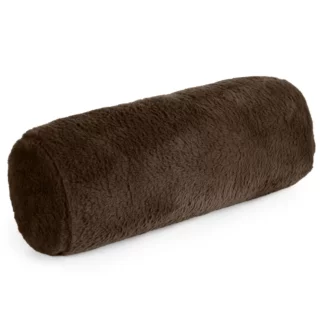 Poduszka wałek 15x45 cm ciemnobrązowa z miękkiej futrzanej tkaniny  NINA
