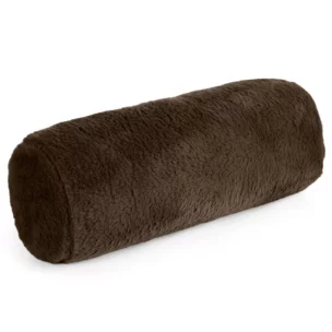 Poduszka wałek 15x45 cm ciemnobrązowa z miękkiej futrzanej tkaniny NINA