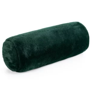 Poduszka wałek 15x45 cm ciemnozielona z miękkiej futrzanej tkaniny NINA