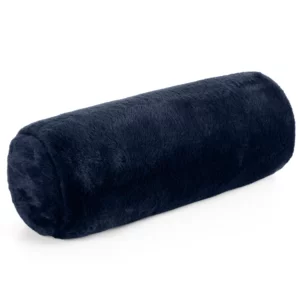 Poduszka wałek 15x45 cm granatowa z miękkiej futrzanej tkaniny NINA