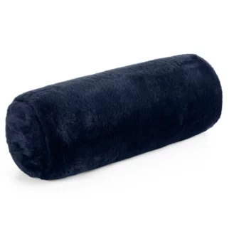 Poduszka wałek 15x45 cm granatowa z miękkiej futrzanej tkaniny NINA