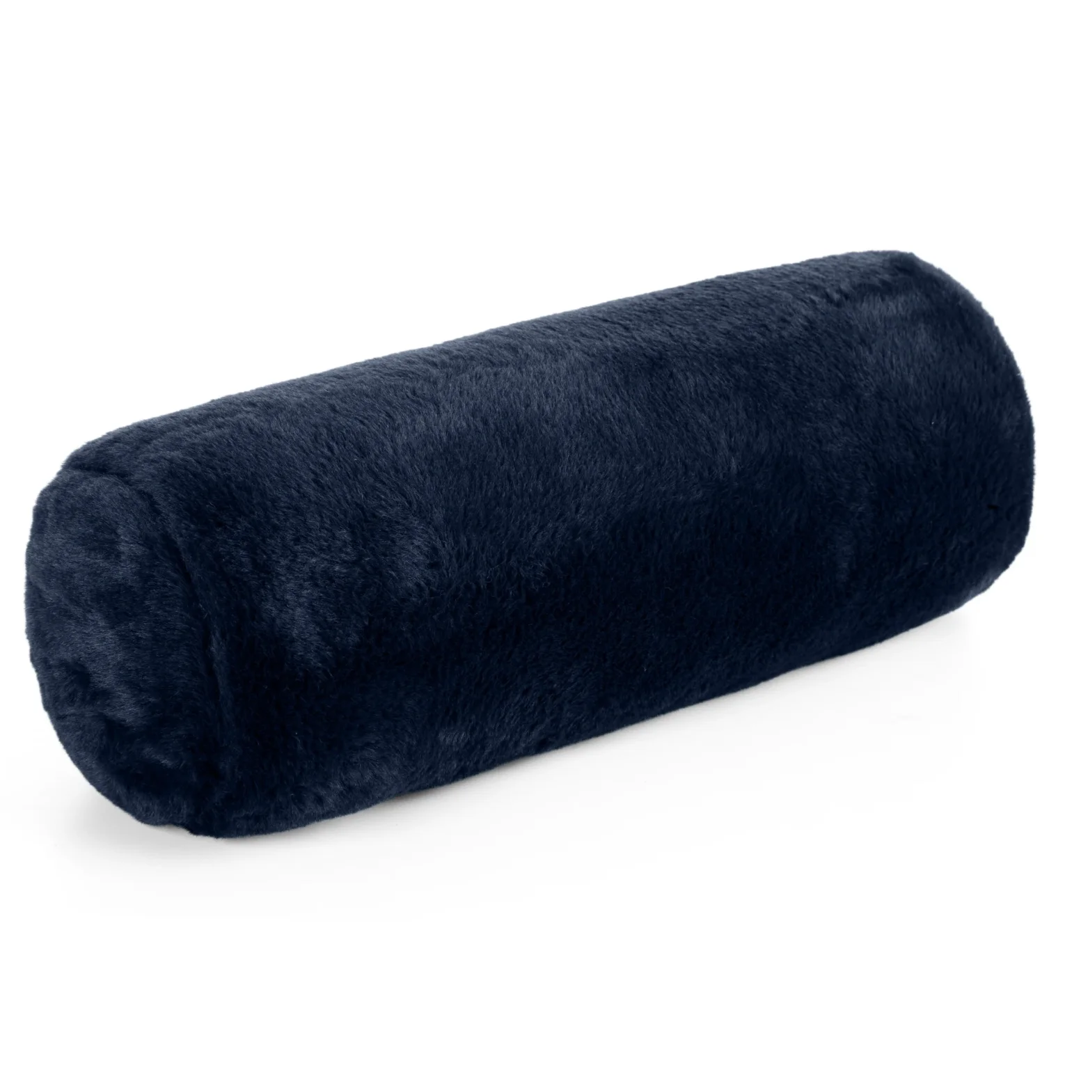 Poduszka wałek 15x45 cm granatowa z miękkiej futrzanej tkaniny  NINA