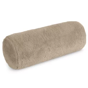 Poduszka wałek 15x45 cm jasnobeżowa z miękkiej futrzanej tkaniny NINA