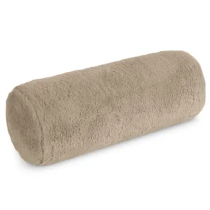 Poduszka wałek 15x45 cm jasnobeżowa z miękkiej futrzanej tkaniny  NINA