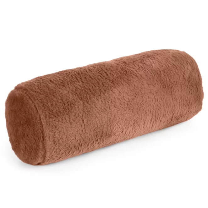 Poduszka wałek 15x45 cm jasnobrązowy z miękkiej futrzanej tkaniny NINA