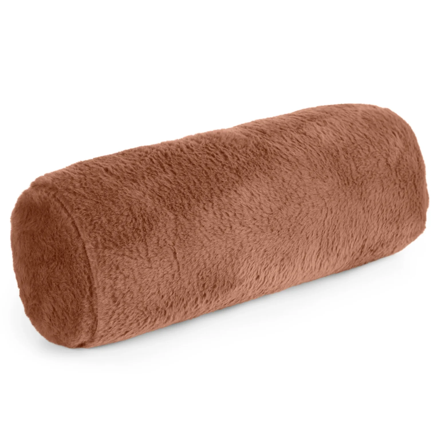 Poduszka wałek 15x45 cm jasnobrązowy z miękkiej futrzanej tkaniny  NINA