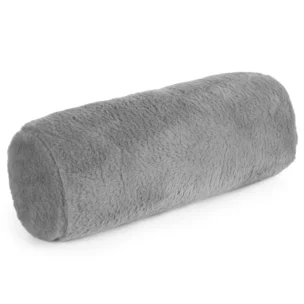 Poduszka wałek 15x45 cm srebrna z miękkiej futrzanej tkaniny NINA