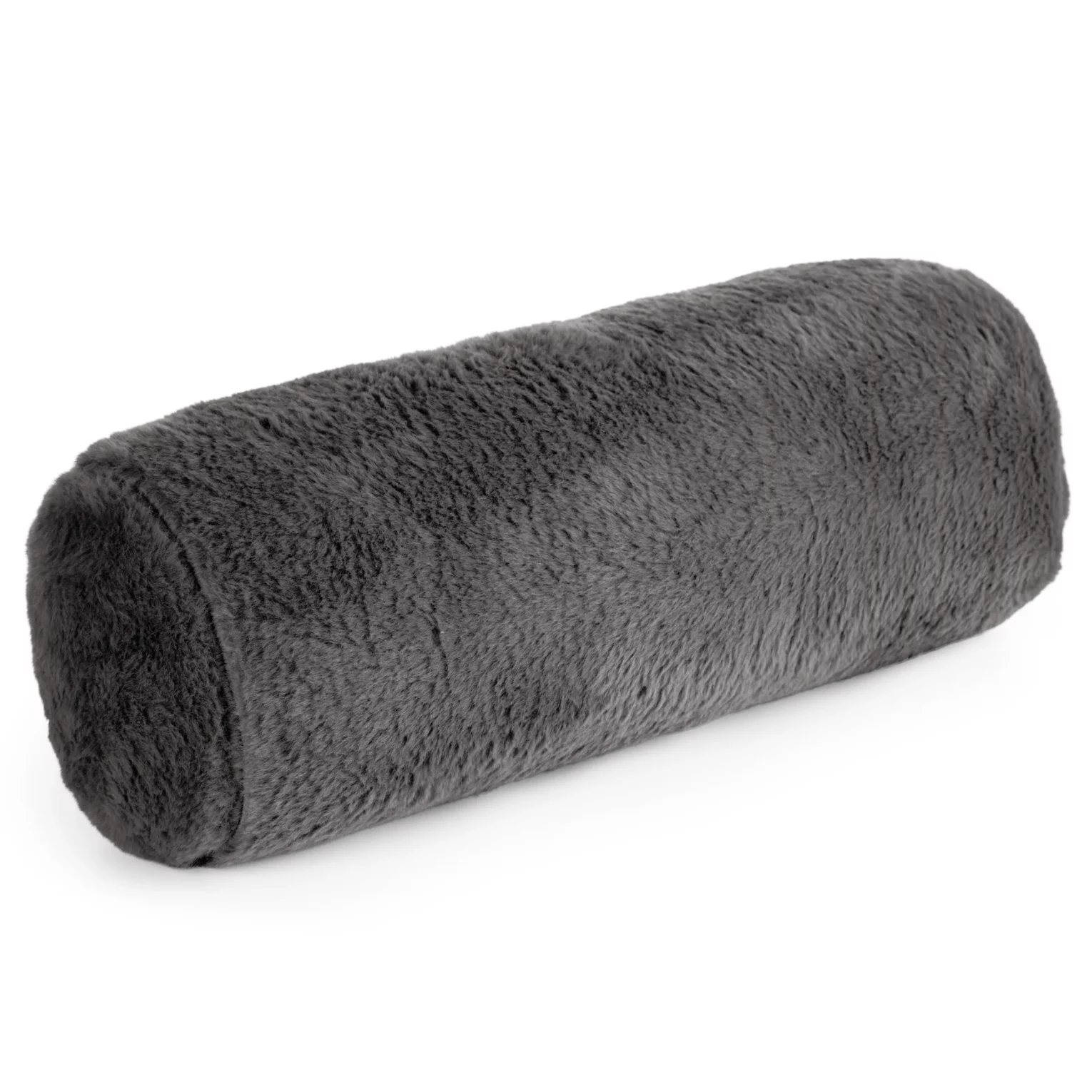 Poduszka wałek 15x45 cm stalowa z miękkiej futrzanej tkaniny  NINA