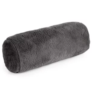 Poduszka wałek 15x45 cm stalowa z miękkiej futrzanej tkaniny NINA