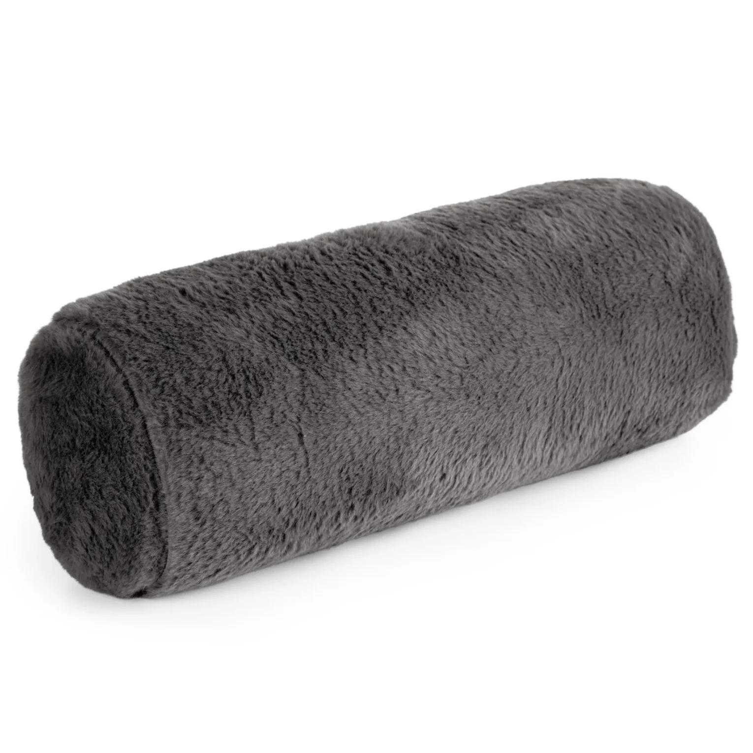Poduszka wałek 15x45 cm stalowa z miękkiej futrzanej tkaniny  NINA