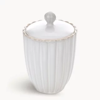 Pojemnik ceramiczny dekoracyjny kremowo-beżowy z przecieranym wzorem w stylu eko średnica 15x8 cm AVRIL