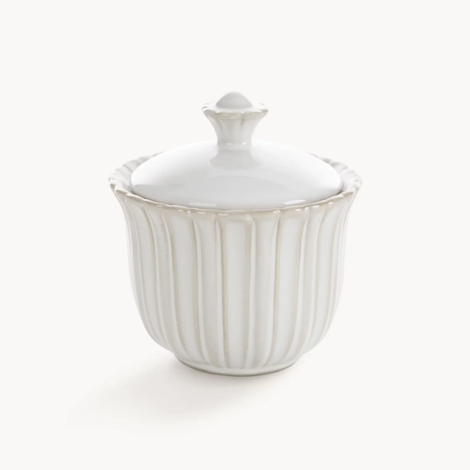 Pojemnik ceramiczny dekoracyjny kremowy  z przecieranym wzorem w stylu eko 10x10x11 cm AVRIL