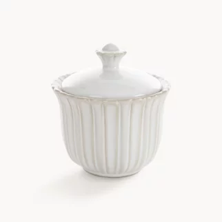 Pojemnik ceramiczny dekoracyjny kremowy  z przecieranym wzorem w stylu eko 10x10x11 cm AVRIL