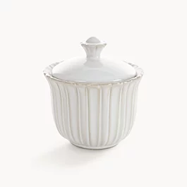 Pojemnik ceramiczny dekoracyjny kremowy  z przecieranym wzorem w stylu eko 10x10x11 cm AVRIL