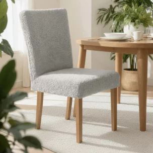 Pokrowiec na krzesło srebrny wodoodporny o strukturze boucle Design 91