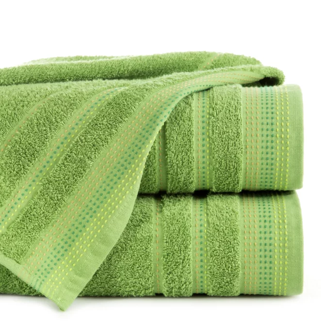 Ręcznik kąpielowy 50x90 cm bawełniany kolor zielony z ozdobnym stębnowaniem 500 g/m2 POLA