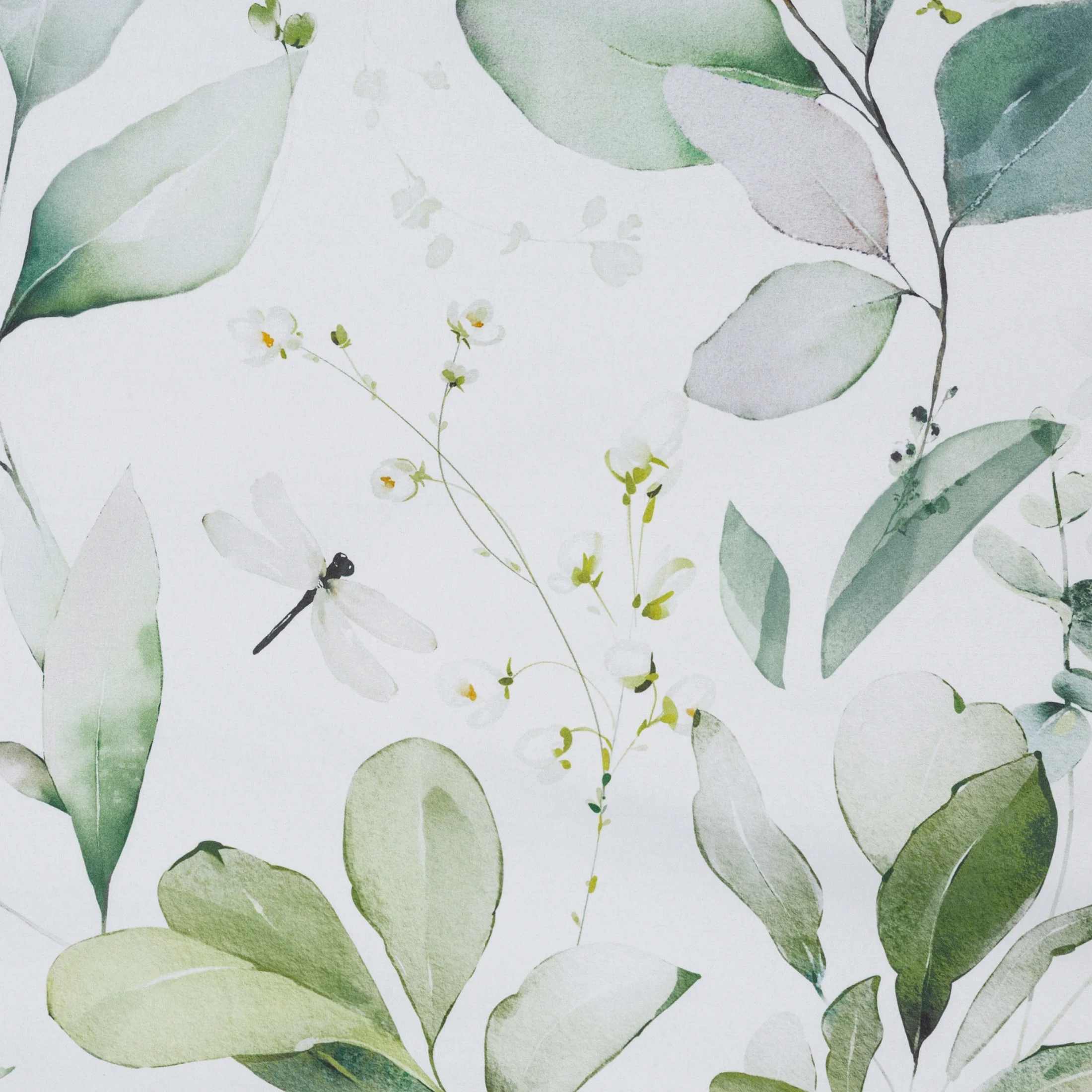 Pościel 140x200 cm komplet 2 częściowy kolor biały, oliwkowy z motywem liści VERANO Design 91