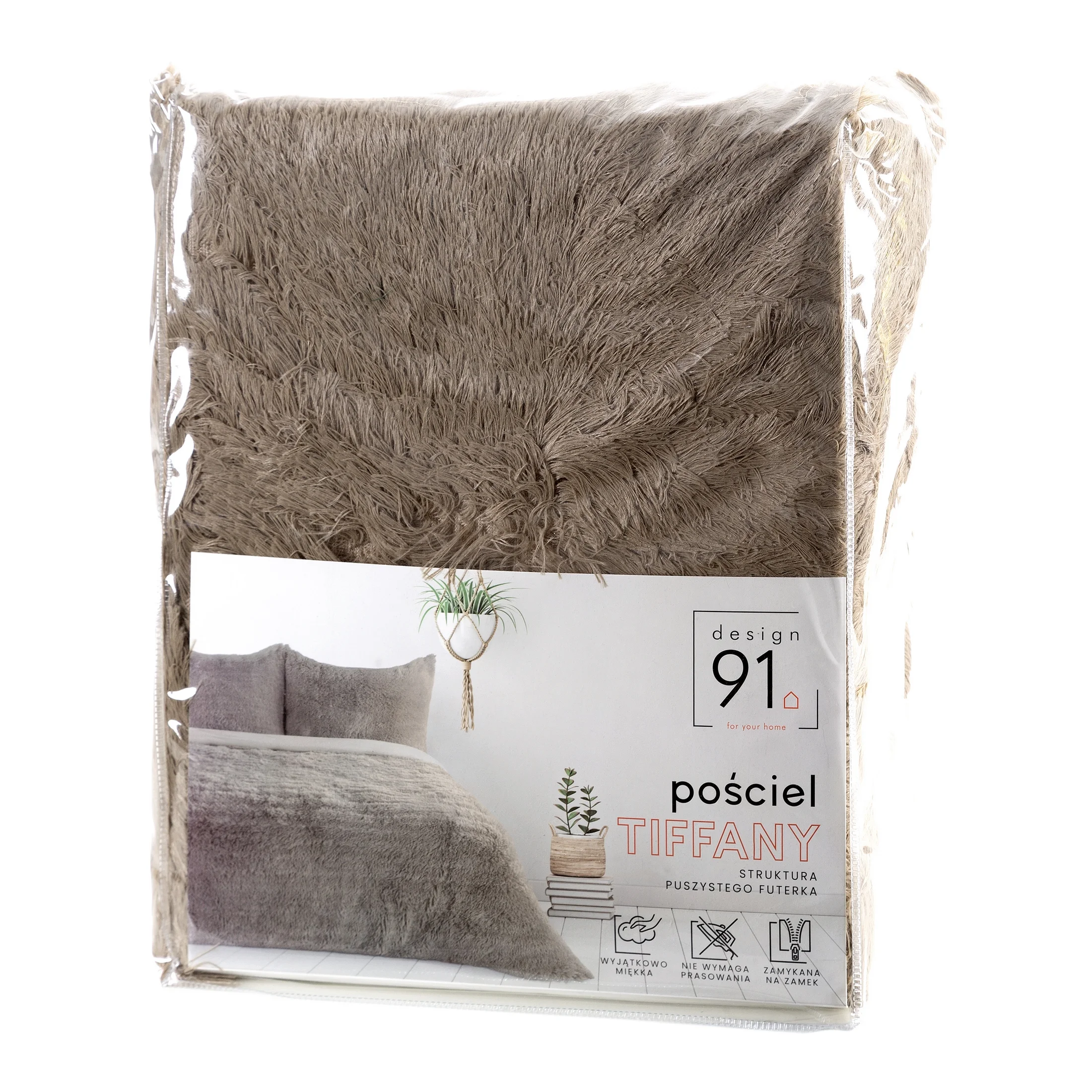 Pościel 220x200 cm komplet 3 częściowy z polaru kolor beżowy gładka TIFFANY Design 91