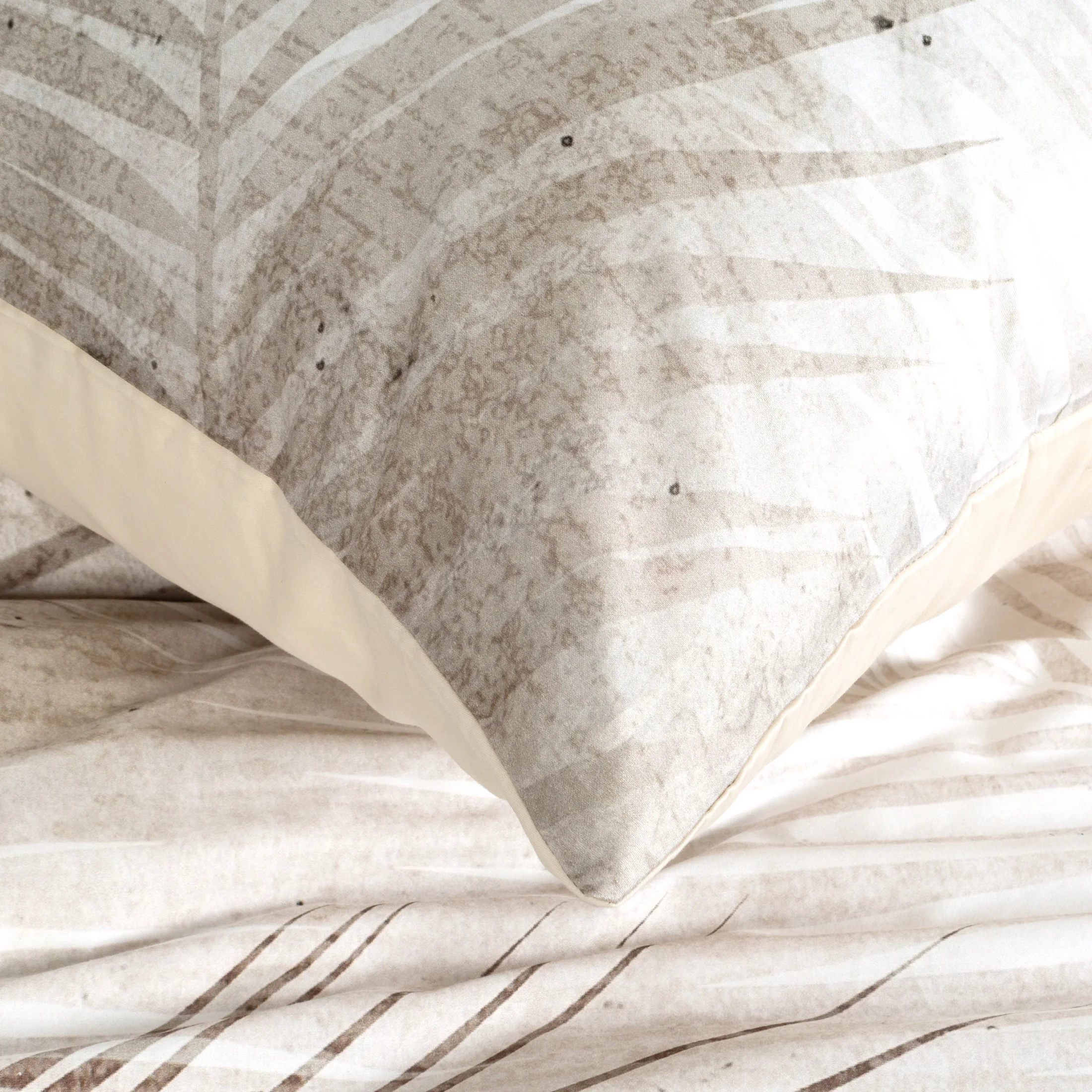 Pościel bawełniana 220x200 cm komplet 3 częściowy kolor popielaty, beżowy styl boho SALMA Eurofirany Premium