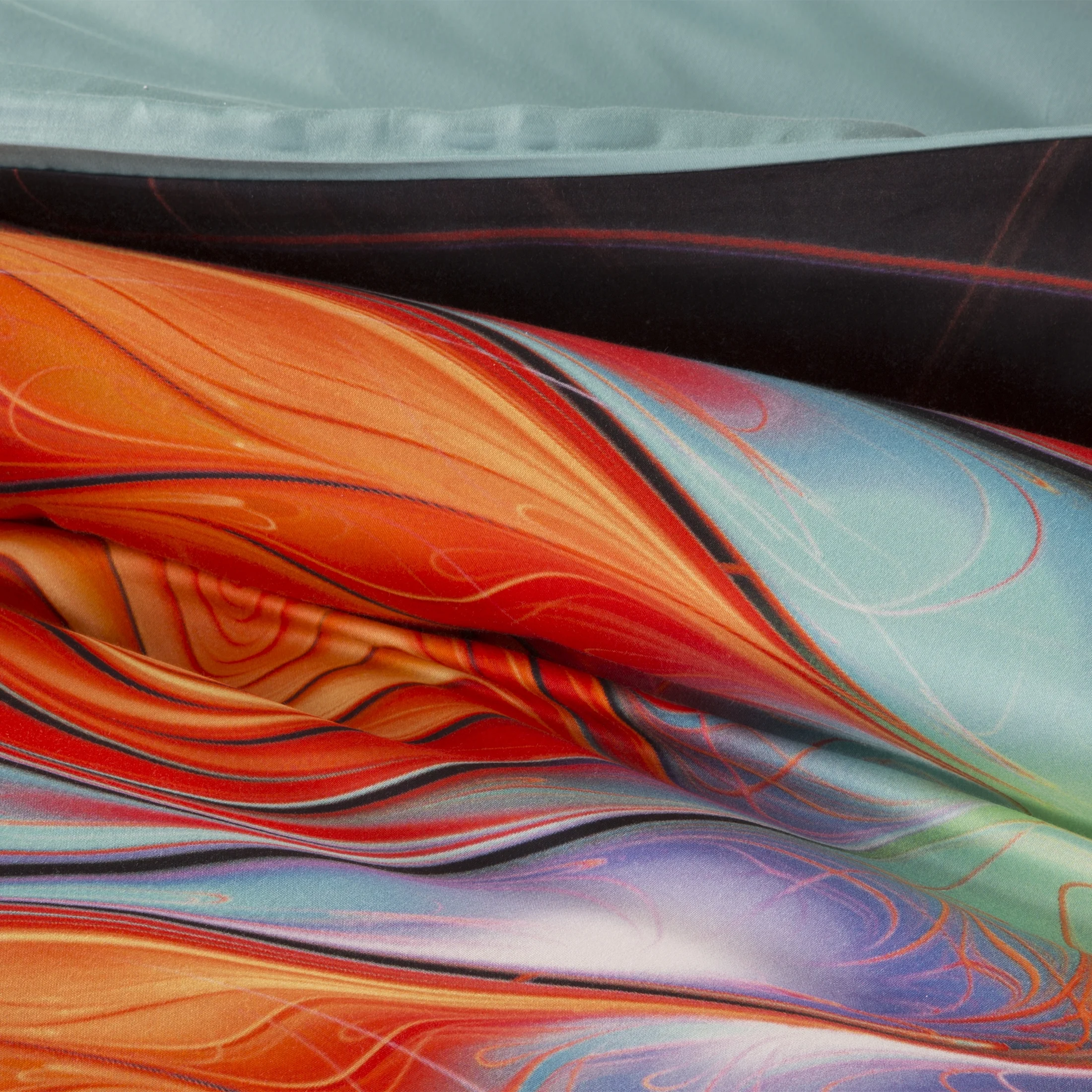 Pościel bawełniana z makosatyny 220x200 cm komplet 3 częściowy kolor pomarańczowy, niebieski z nowoczesnym wzorem EDNA Eva Minge