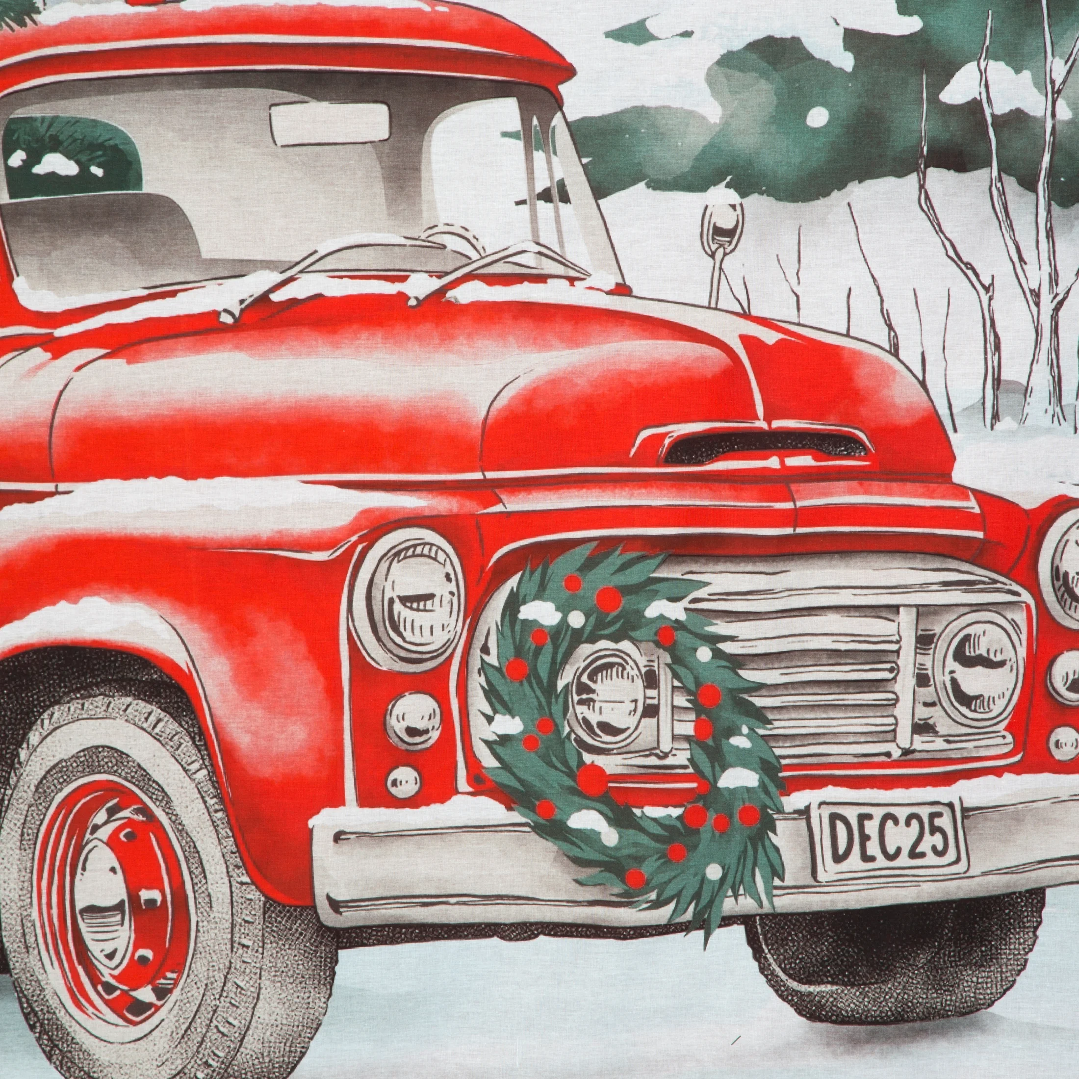 Pościel czerwono-biała komplet 3 częściowy z bawełny ranforce zdobiona motywem świątecznym 160x200 cm XMAS