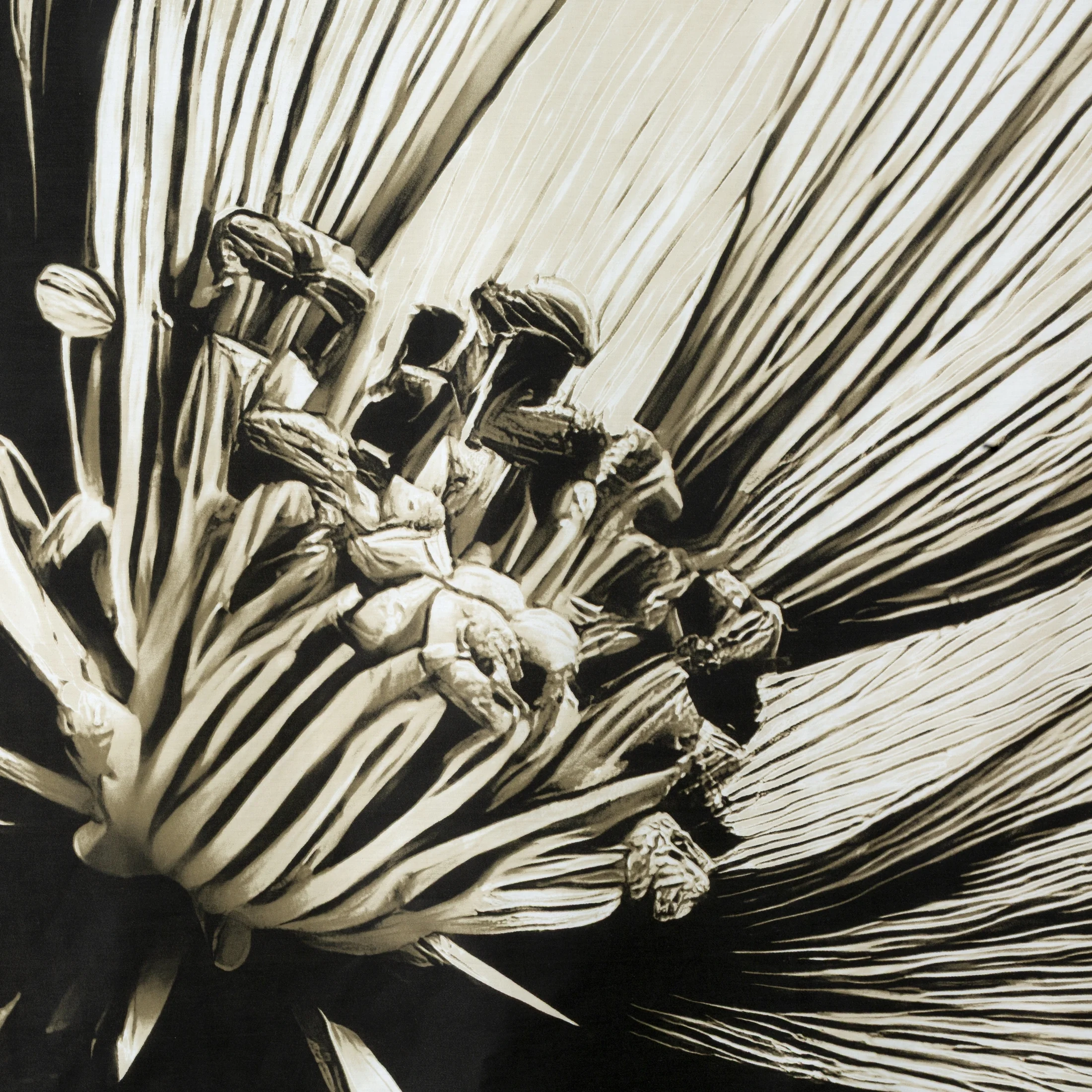 Pościel satynowa 160x200 cm komplet 3 częściowy kolor jasnobeżowy, brązowy z motywem roślinnym SPRING 78