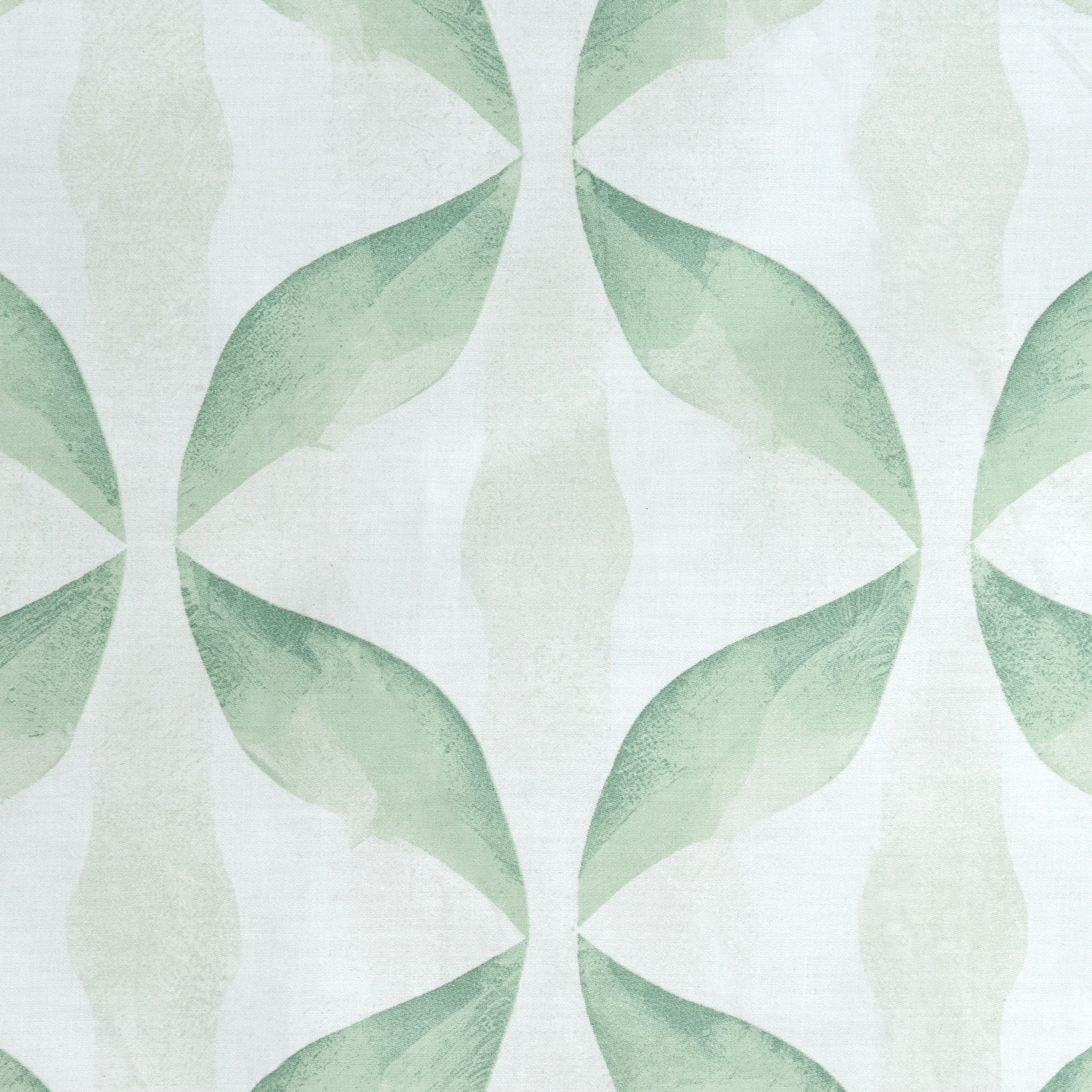 Pościel satynowa 160x200 cm komplet 3 częściowy kolor miętowo, biały zdobiony motywem geometrycznym SPRING 101