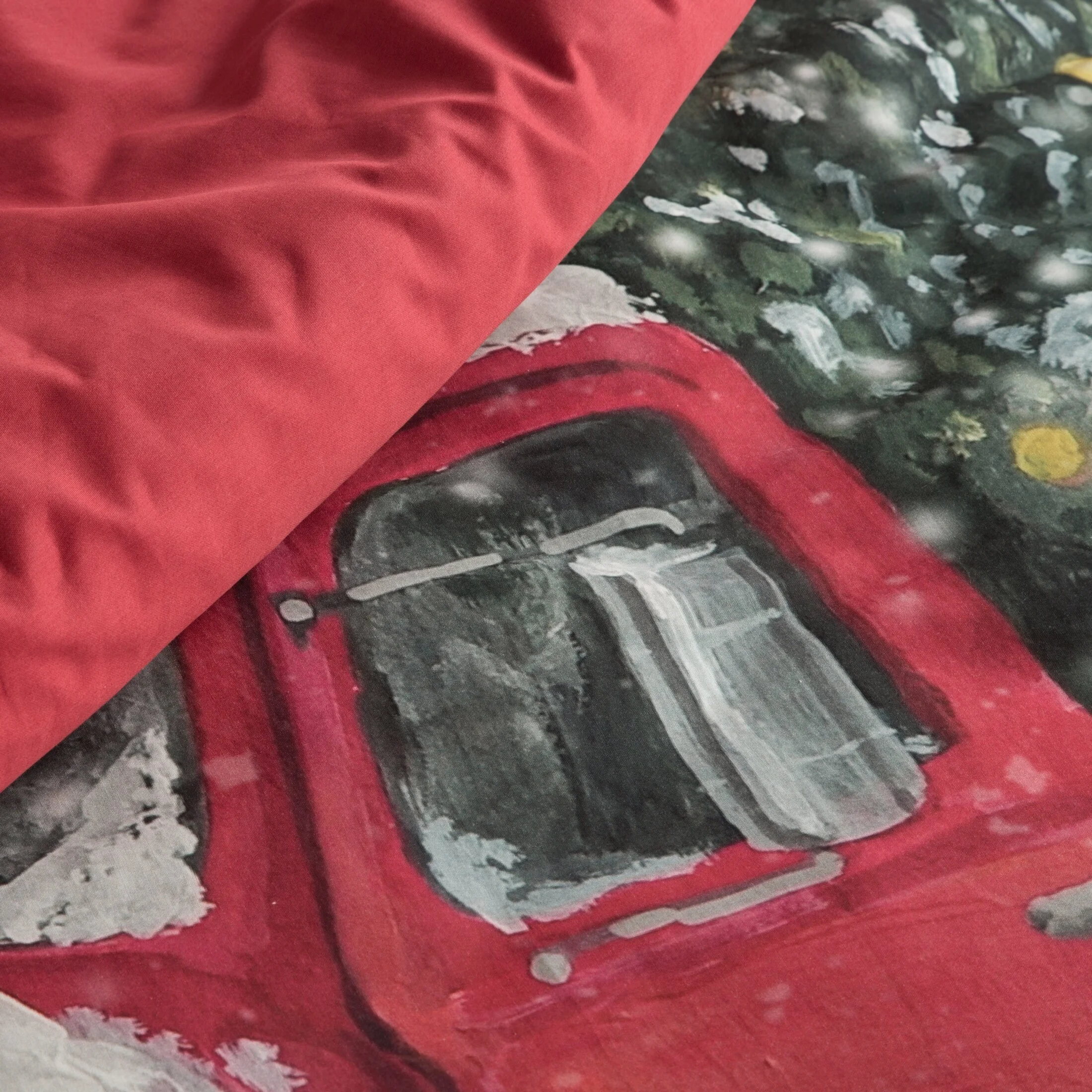 Pościel świąteczna 160x200 cm komplet 3 częściowy bawełniana kolor czerwony, biały VINTI