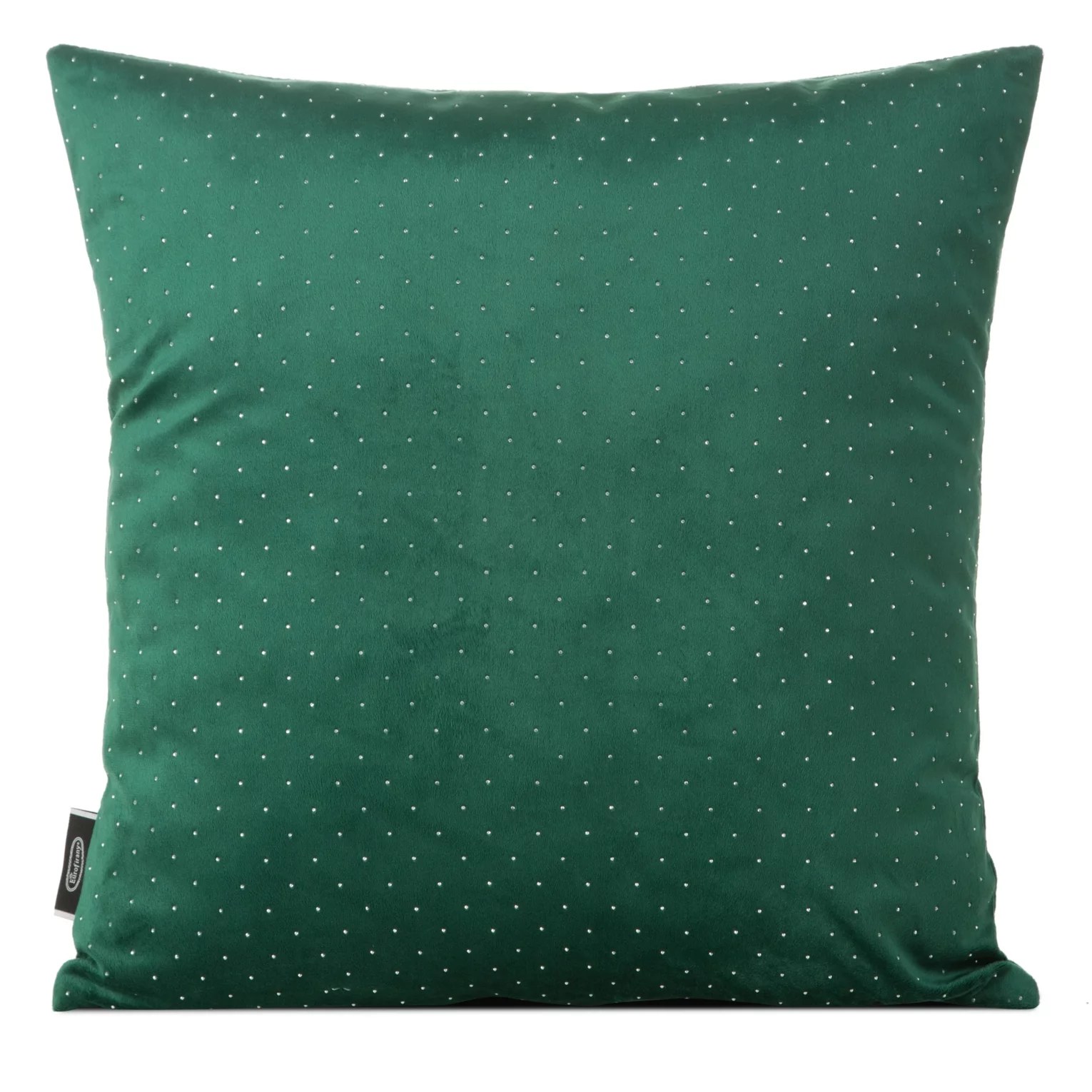 Poszewka na poduszkę 45x45 cm welwetowa kolor ciemnozielony zdobiona diamencikami ARIADNA