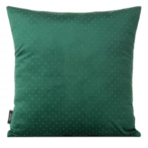 Poszewka na poduszkę 45x45 cm welwetowa kolor ciemnozielony zdobiona diamencikami ARIADNA