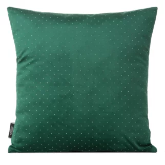 Poszewka na poduszkę 45x45 cm welwetowa kolor ciemnozielony zdobiona diamencikami ARIADNA
