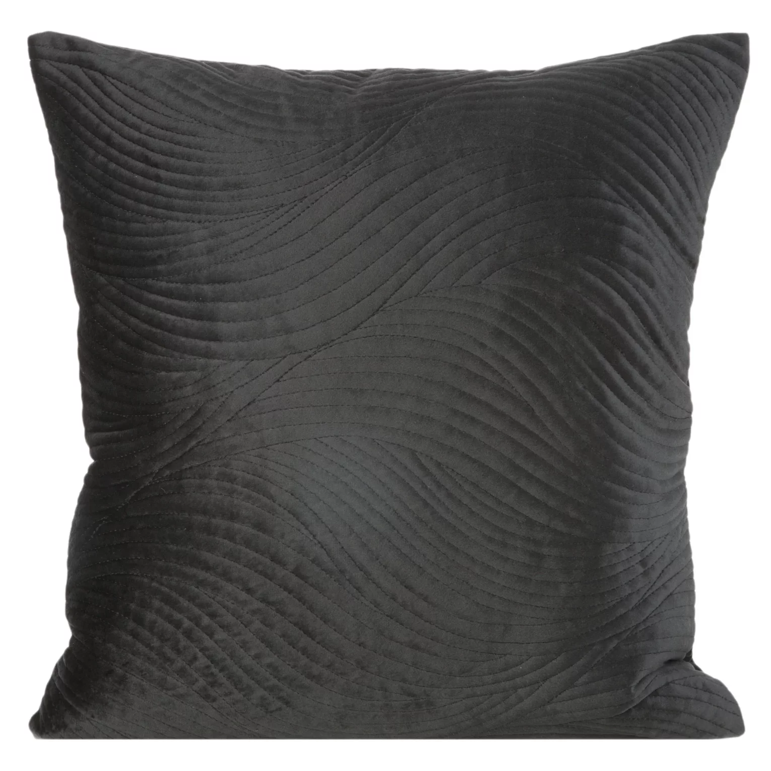 Poszewka na poduszkę 45x45 cm welwetowa, czarna pikowana w falujący wzór RIA5 Eurofirany Premium