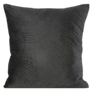 Poszewka na poduszkę 45x45 cm welwetowa, czarna pikowana w falujący wzór RIA5 Eurofirany Premium